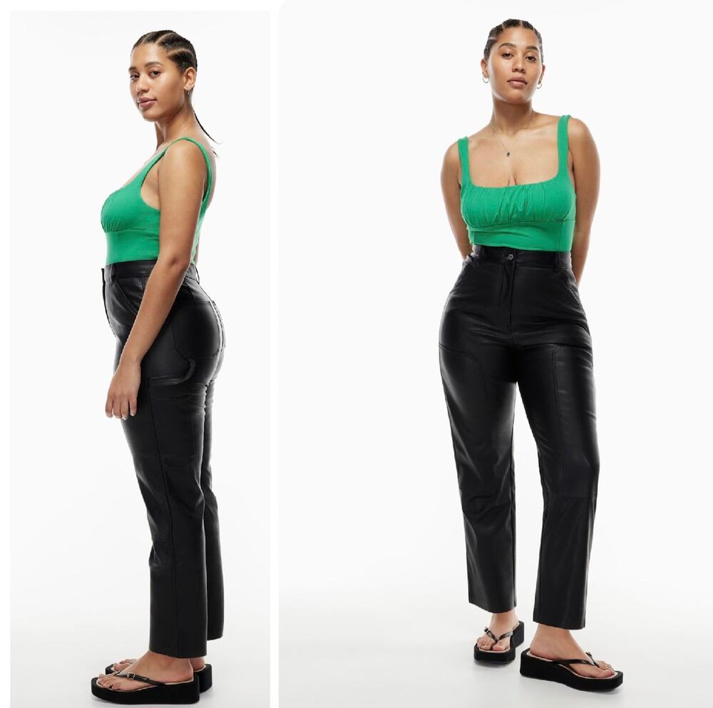 ARITZIA WILFRED CARGO FAUX LEATHER PANT UTILITY STRAIGHT HIGH WAIST WOMEN SIZE 6